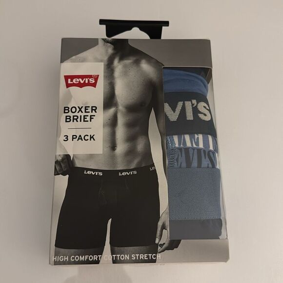 Levis Boxer Briefs Mens Large 3 Pack Blue - Picture 1 of 2